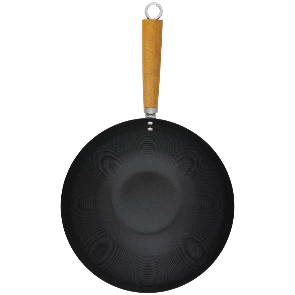 Cuisena 30cm Carbon Steel Stir Fry Wok Non Stick w/ Acacia Handle