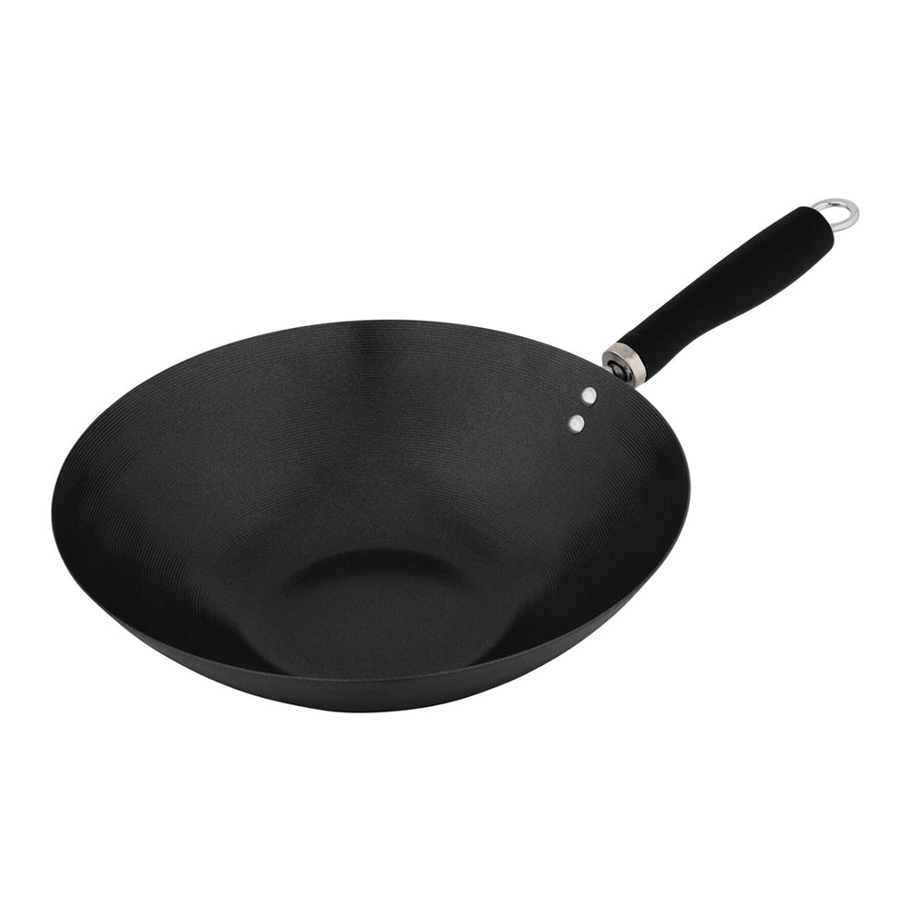 Cuisena 30cm Carbon Steel Stir Fry Wok Non Stick w/ Handle - Black