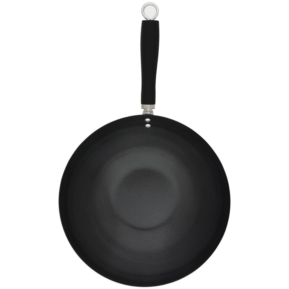 Cuisena 30cm Carbon Steel Stir Fry Wok Non Stick w/ Handle - Black