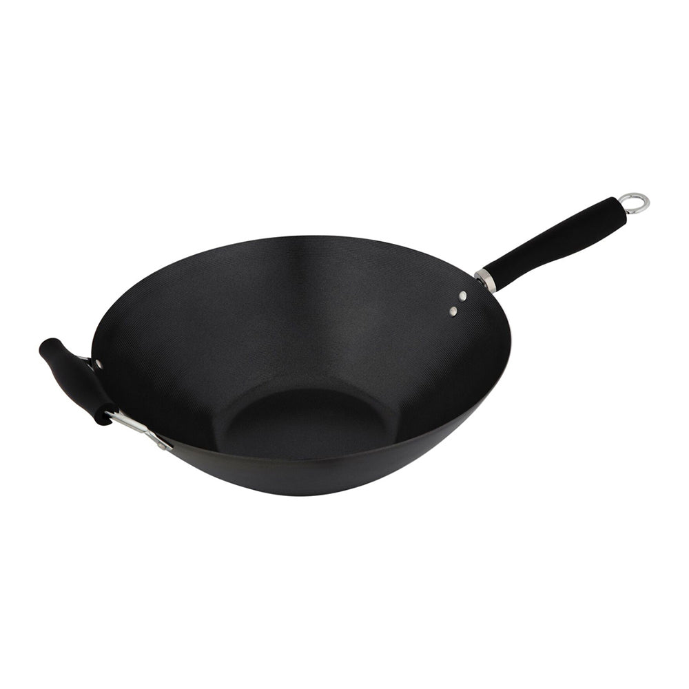 Cuisena 35cm Carbon Steel Stir Fry Wok Non Stick w/ Handle - Black