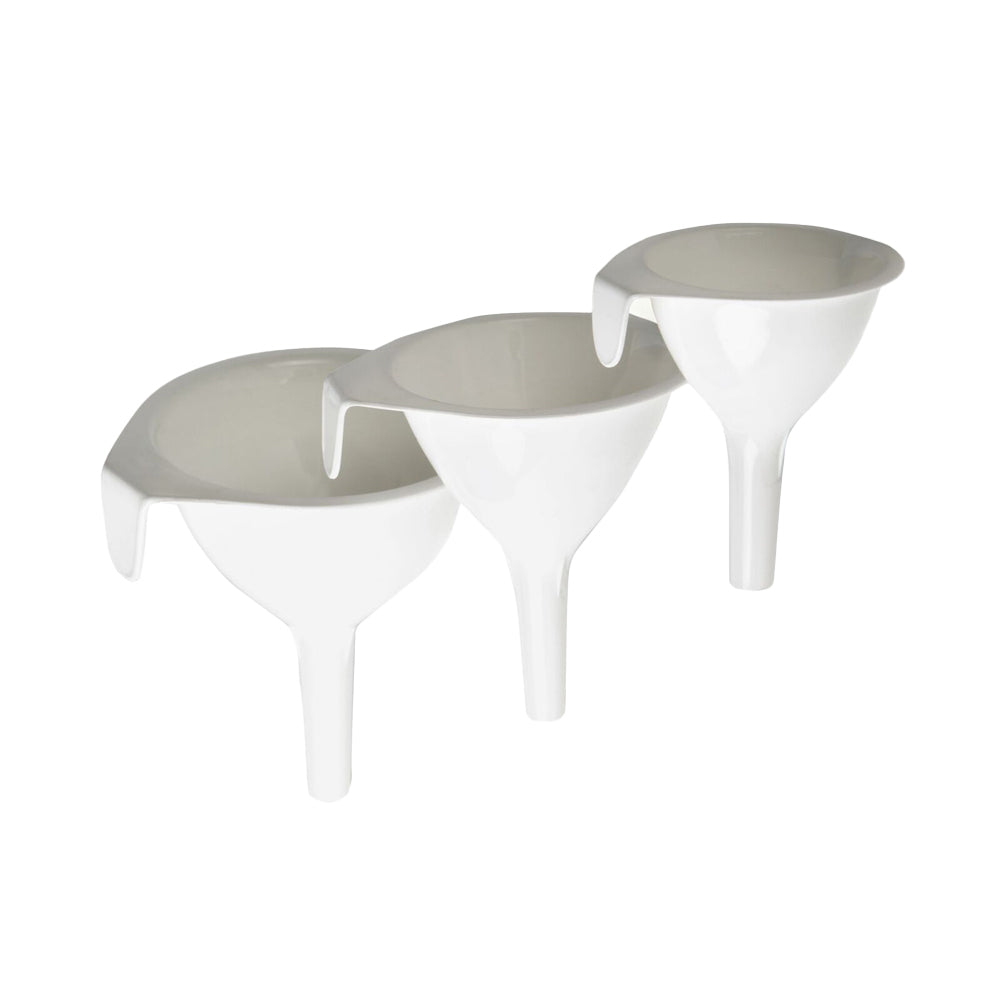 3pc Cuisena Kitchen Plastic Liquid Fluid Funnel Set - White