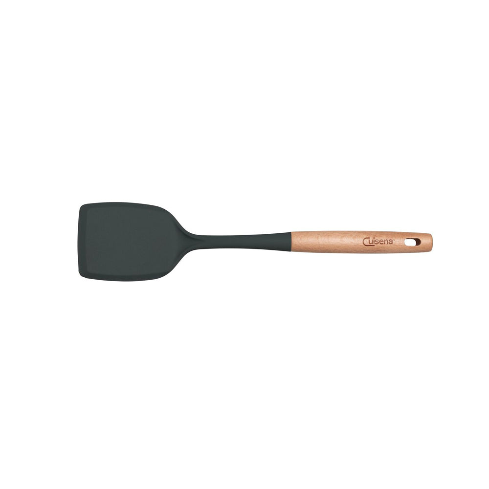 Cuisena Beech Wood 37cm Silicone Solid Turner Cooking Utensil - Black