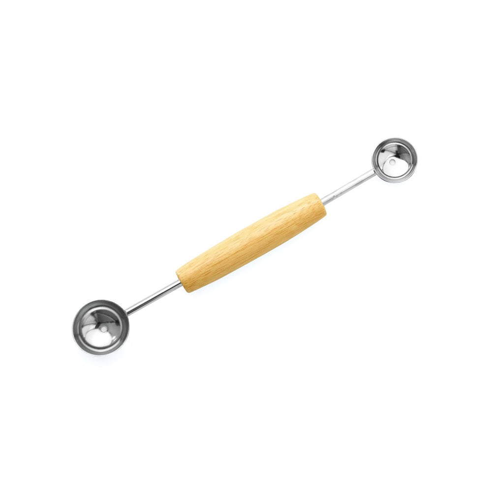 Cuisena Stainless Steel/Wood Melon Double Baller Scooper