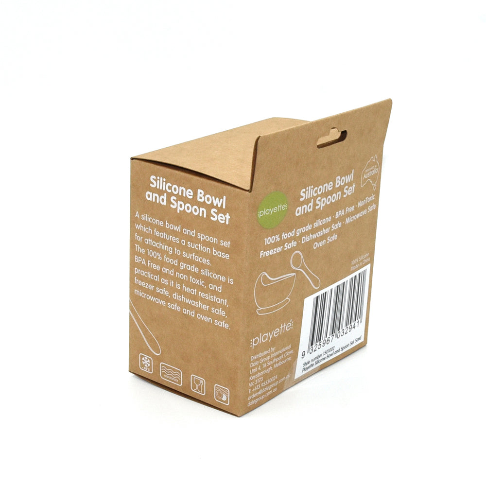 1501002-playette-silicone-bowl-and-spoon-baby-infant-utensil-set-sand-4m