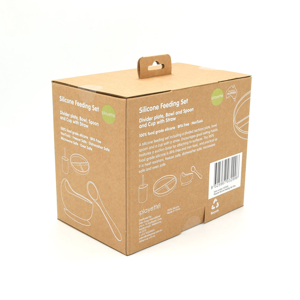 1501008-playette-silicone-baby-infant-feeding-set-grey-4m
