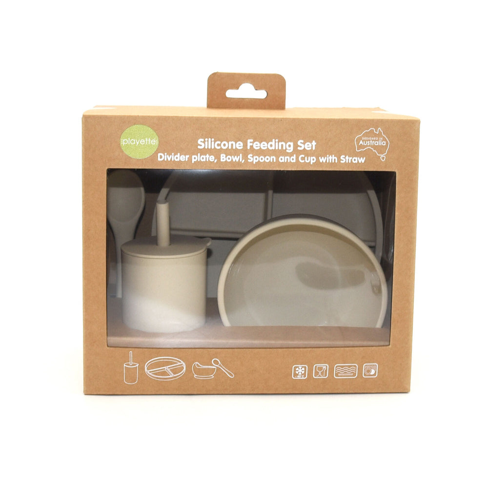 1501009-playette-silicone-baby-infant-feeding-set-sand-4m