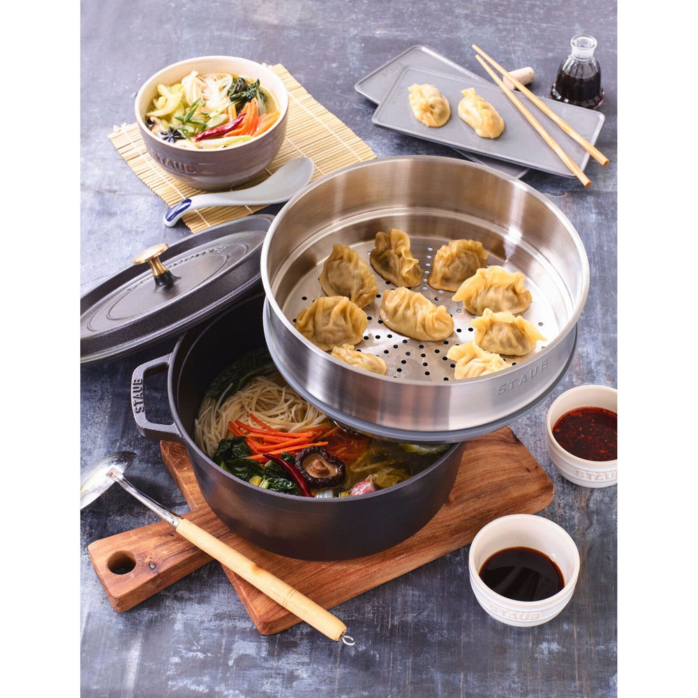 65270-staub-26cm-5-2l-enamel-cast-iron-round-cocotte-pot-w-steamer-black
