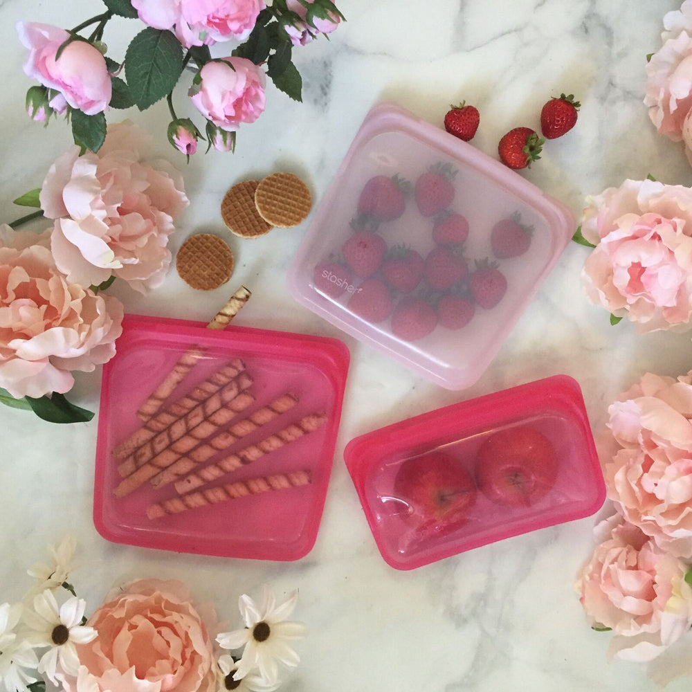 73062-stasher-355ml-19cm-silicone-snack-bag-reusable-food-storage-raspberry