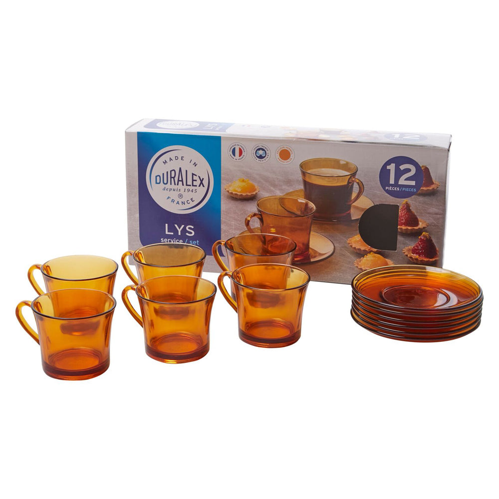88155-6pc-duralex-lys-amber-180ml-tea-cup-saucer-brown