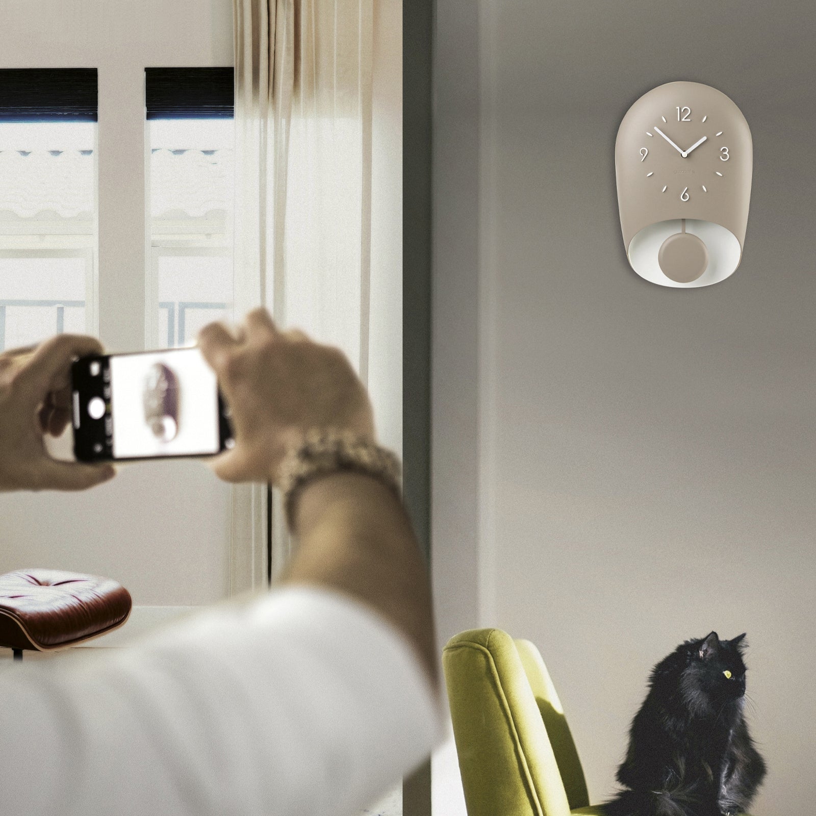 168604158-guzzini-home-33cm-wall-clock-w-pendulum-bell-grey