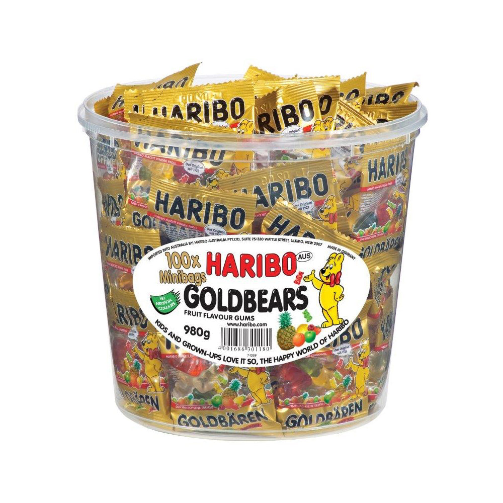 6301180-100pk-haribo-goldbears-mini-bags-bucket-980g-candy