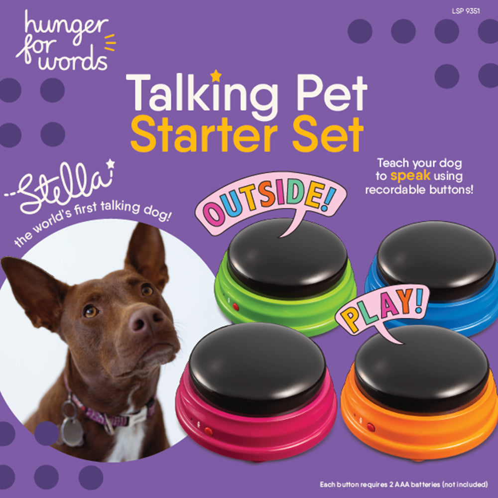 4pc Hunger for Words Talking Pet Programmable Speach Buttons Starter Set