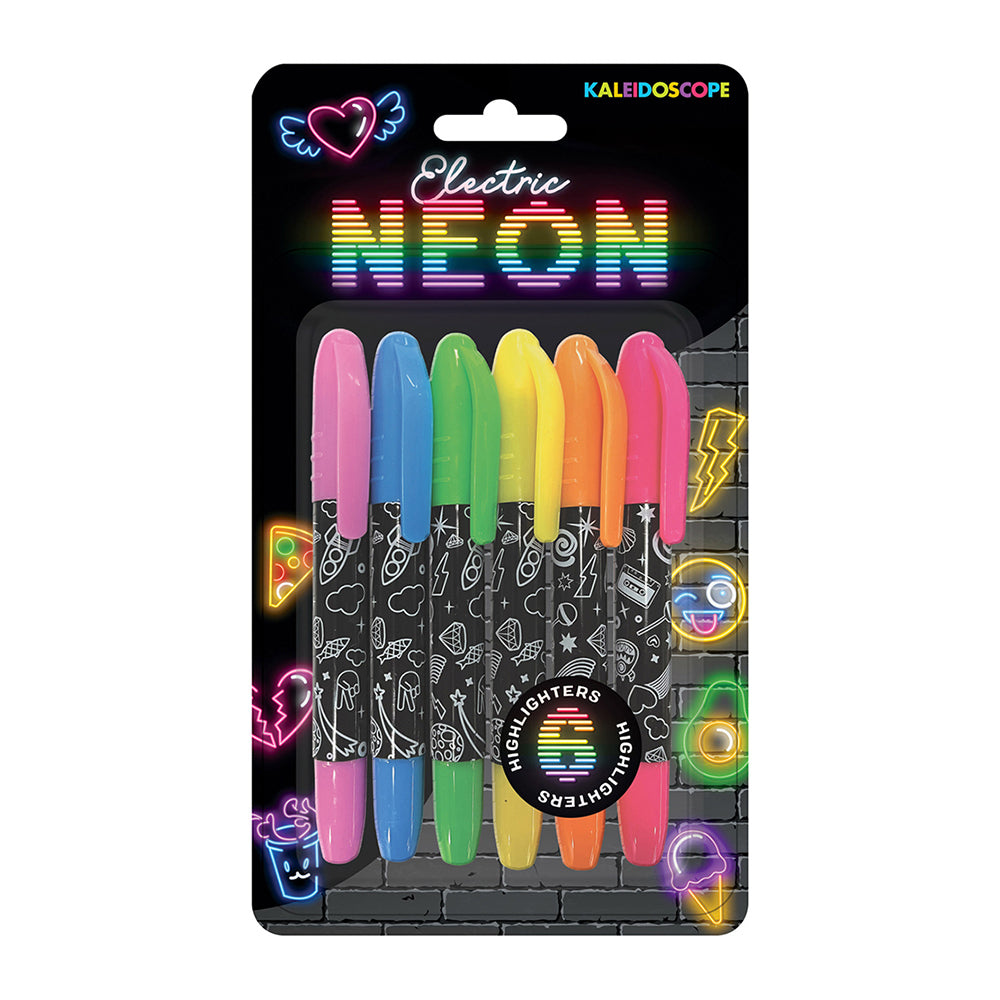 Kaleidoscope 6pc Electric Neon Coloured Markers Set
