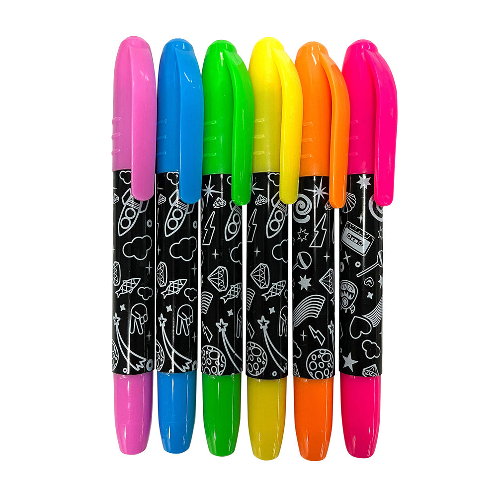 Kaleidoscope 6pc Electric Neon Coloured Markers Set
