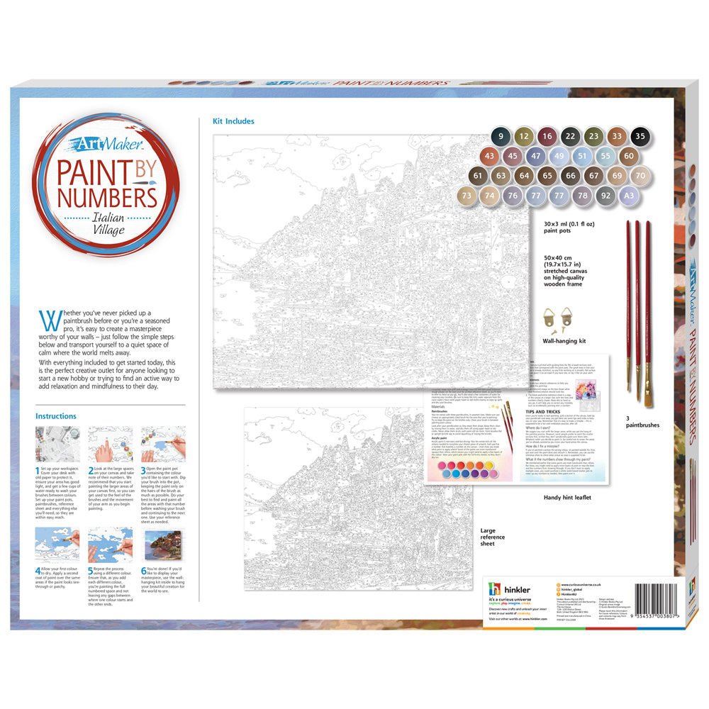 Paint by Numbers Canvas Italian Village DIY Art/Craft Adults Painting
