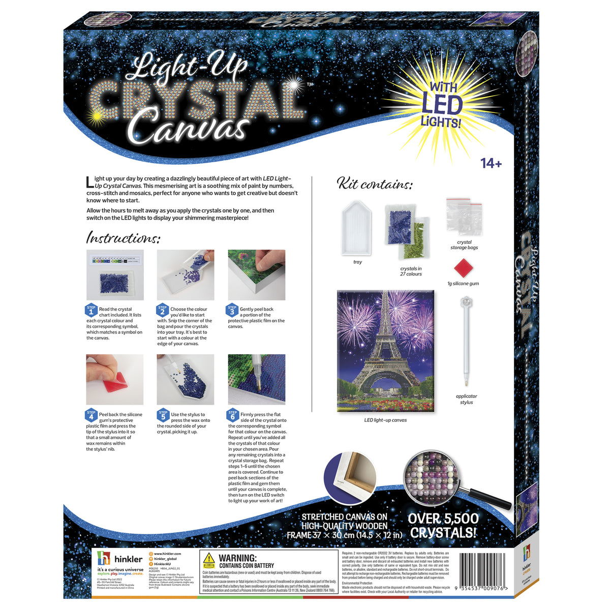 Art Maker Light-up Crystal Canvas Eiffel Tower Craft Activity Kit