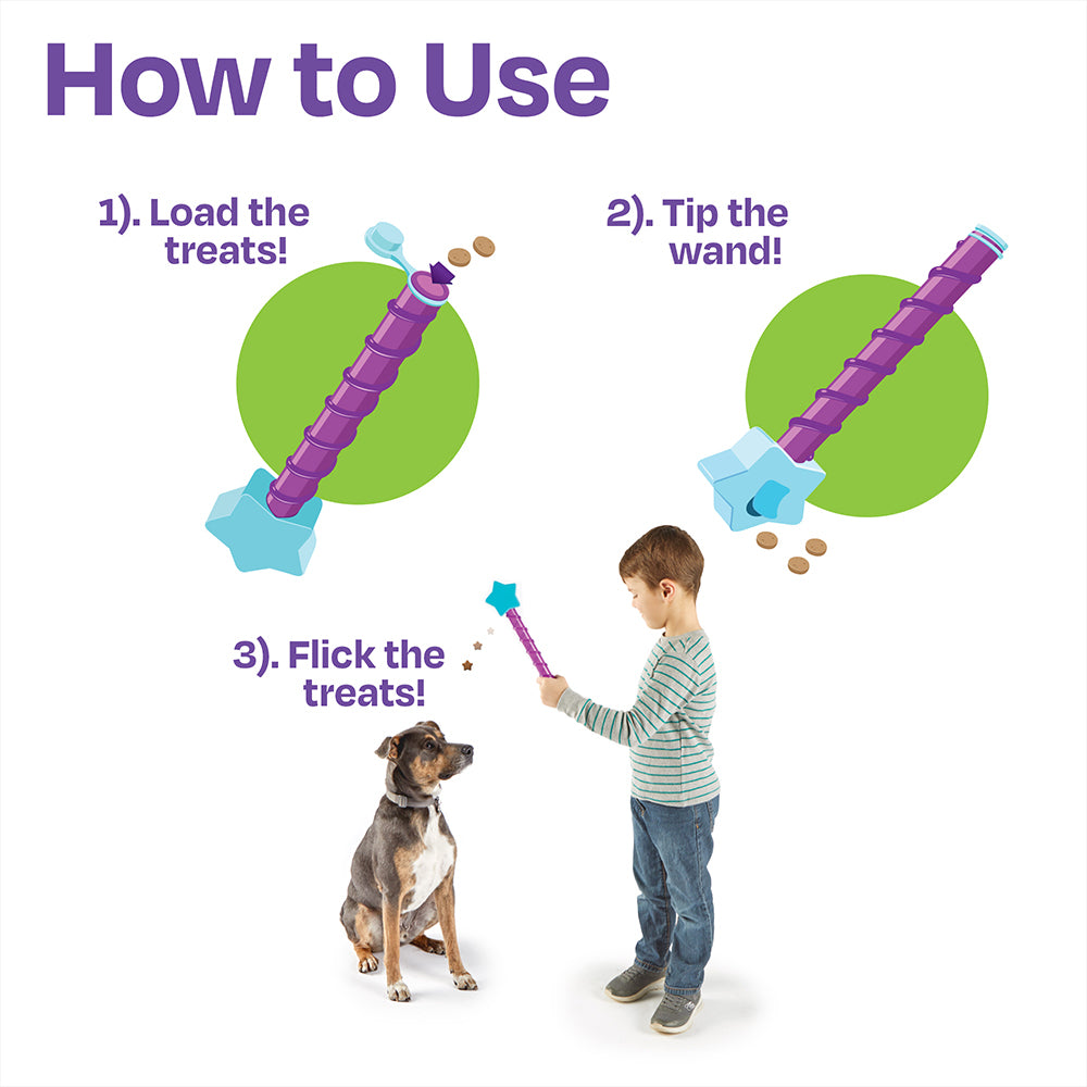 Brightkins Magic Star Wand Dog/Pet Treat Dispenser Blue/Purple 6y+