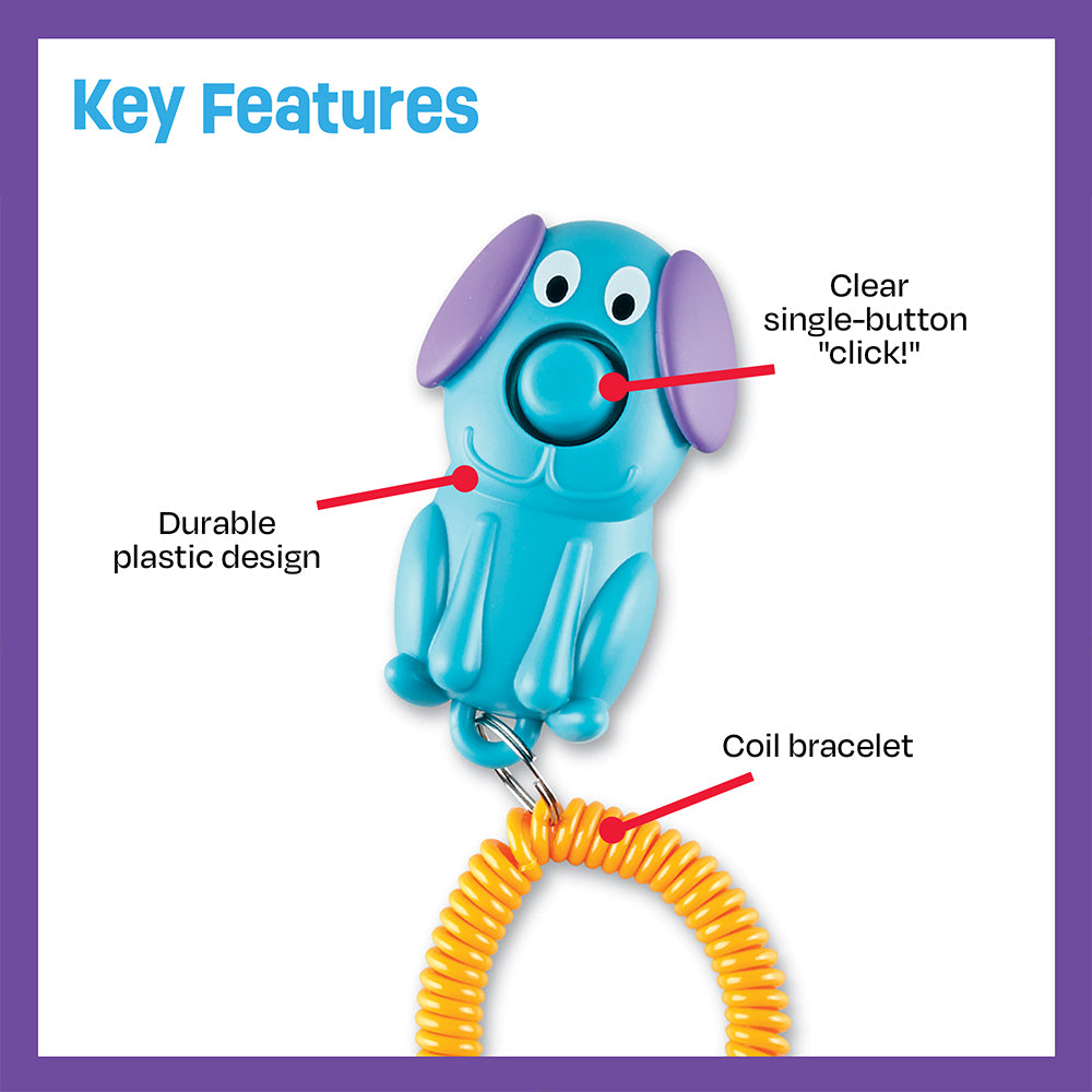 Brightkins Smarty Pooch Dog/Pet Training Clicker 6.5x7.5cm Blue/Purple