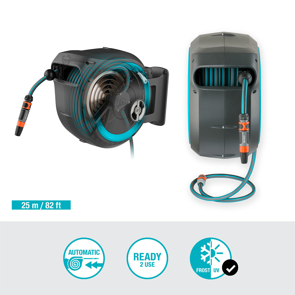 Gardena 18620-20 Wall Mounted Hose Box 25m Rollup Compact Set
