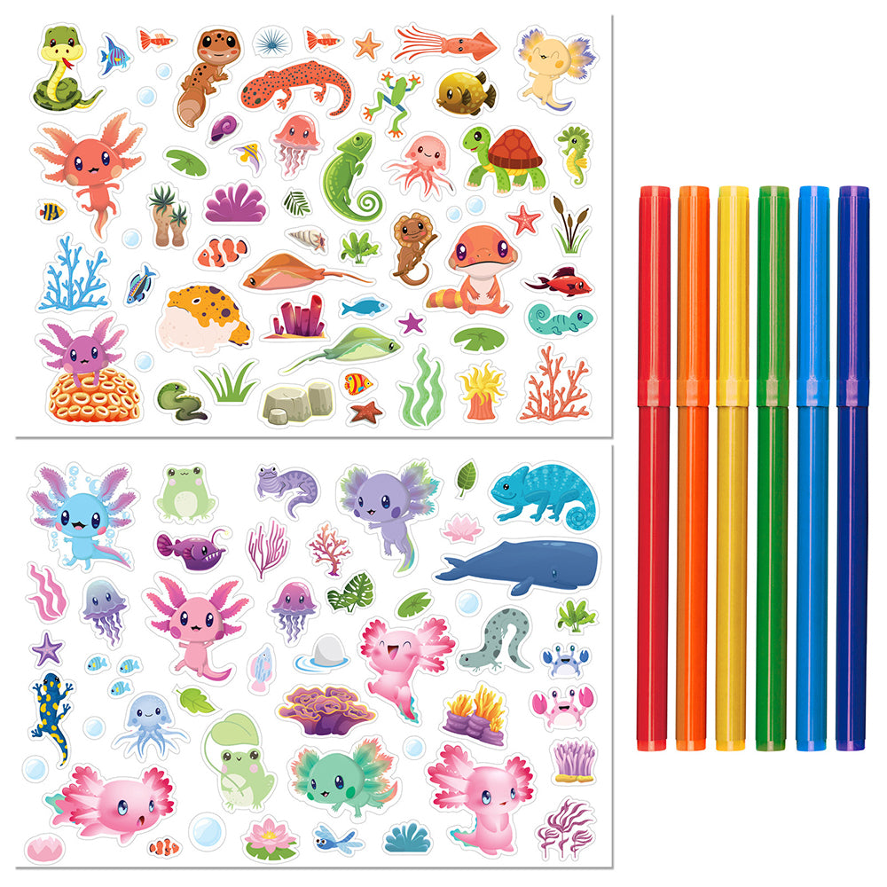 Kaleidoscope Axolotls and Friends Colouring Set with Lap Desk Kids Book 3y+