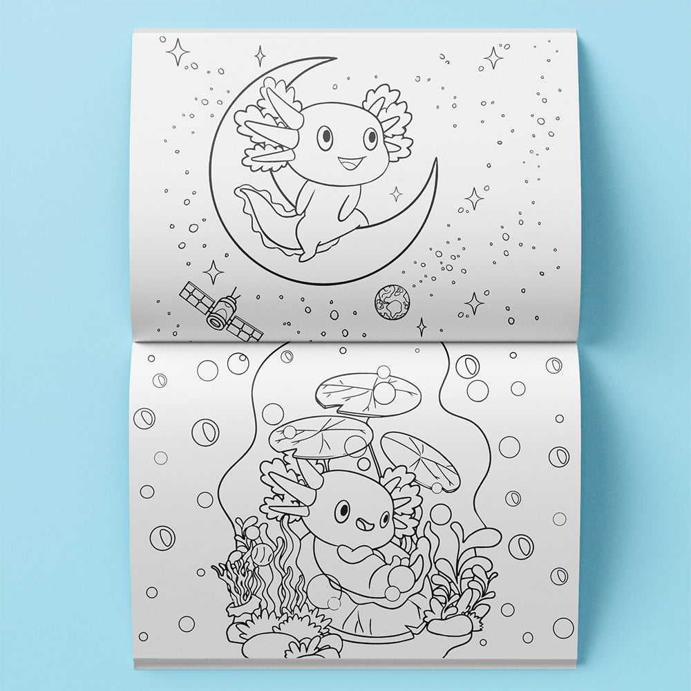 Kaleidoscope Axolotls and Friends Colouring Set with Lap Desk Kids Book 3y+