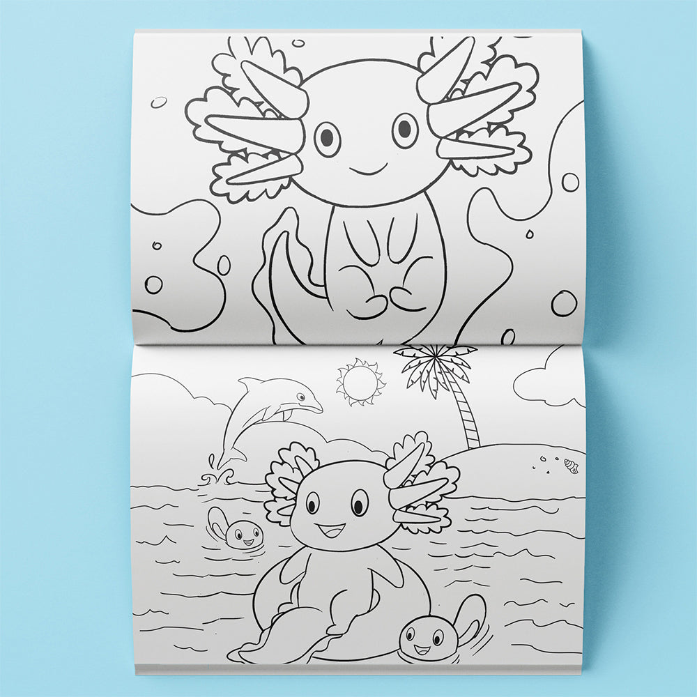 Kaleidoscope Axolotls and Friends Colouring Set with Lap Desk Kids Book 3y+