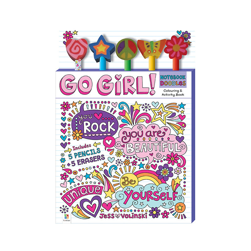 Kaleidoscope Notebook Doodles: Go Girl! Colouring & Activity Book 6y+