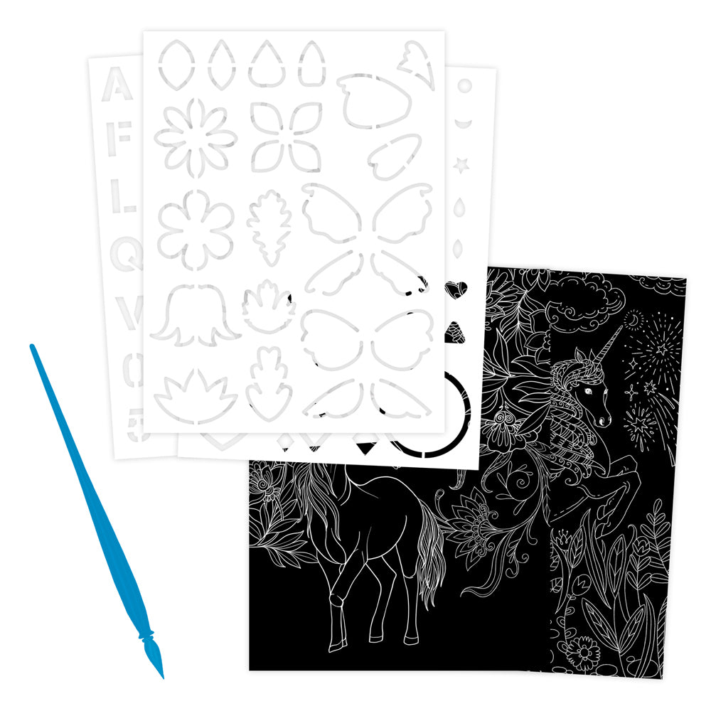 Kaleidoscope Etch Art Creations Unicorn Magic Colour Book Kids 6-12y