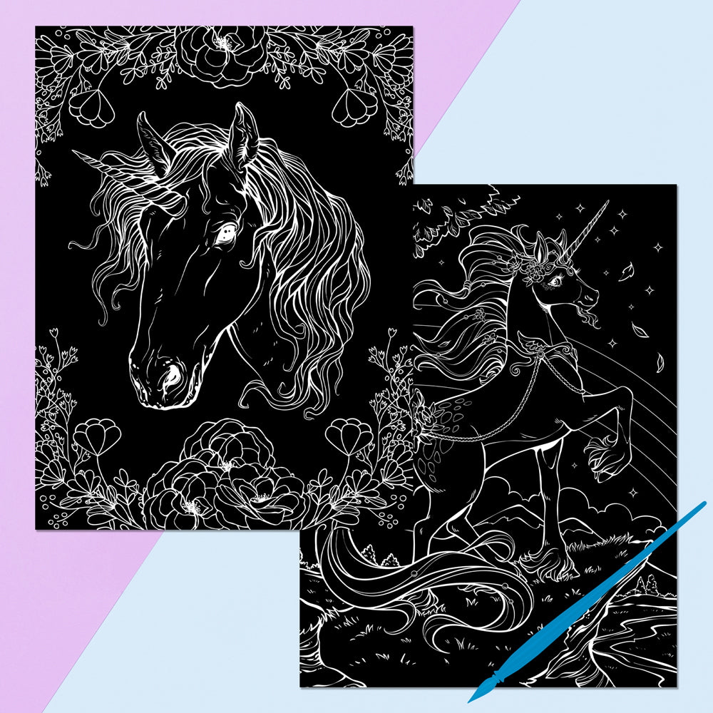 Kaleidoscope Etch Art Creations Unicorn Magic Colour Book Kids 6-12y