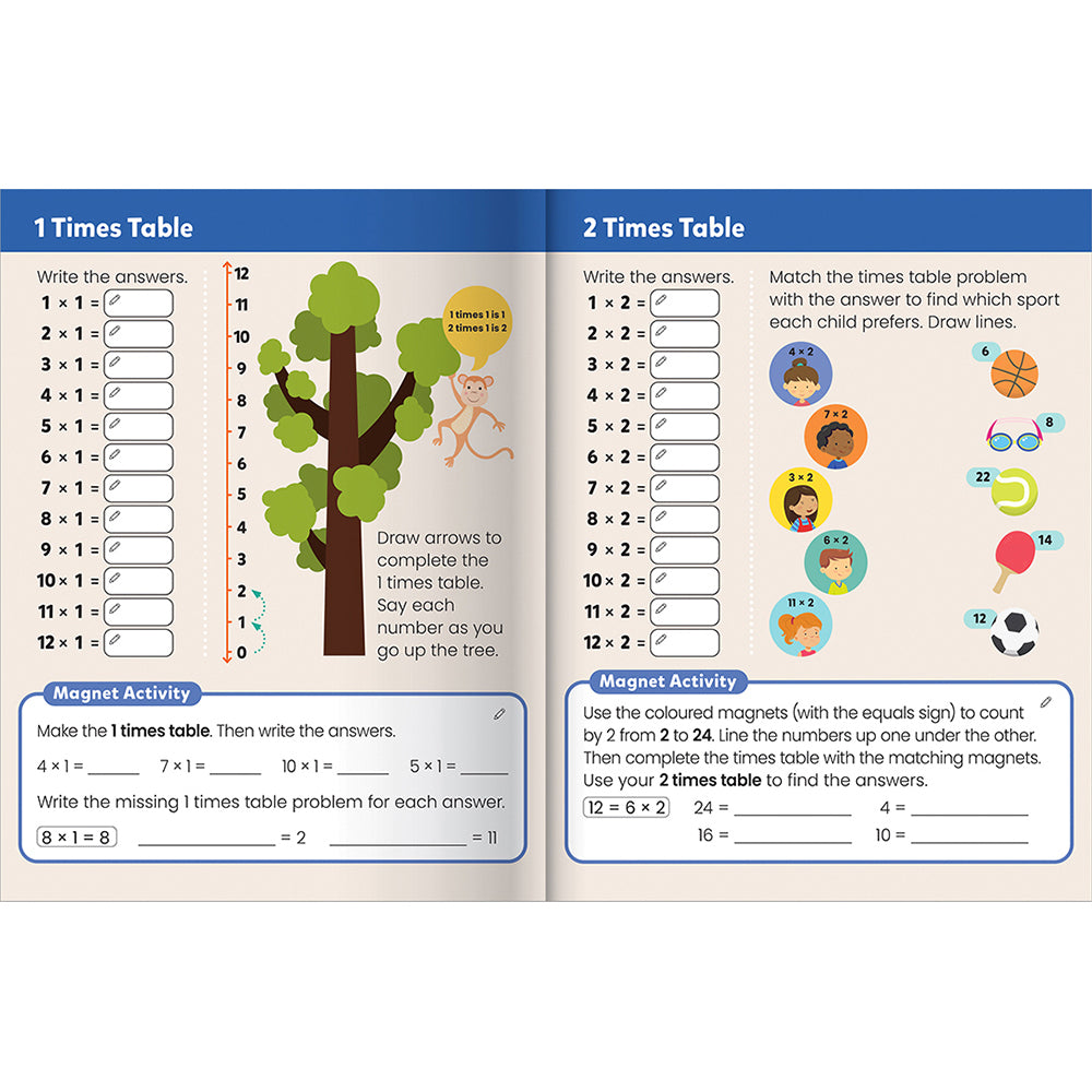 Junior Explorers Magnetic Books Times Tables Childrens Book 5y+