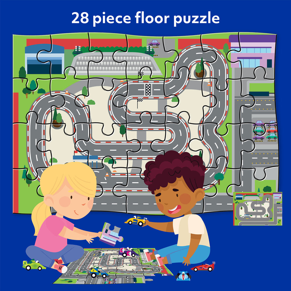 28pc Wonder Full Pull-Back & Go Kit Racing Cars Floor Puzzle/Book