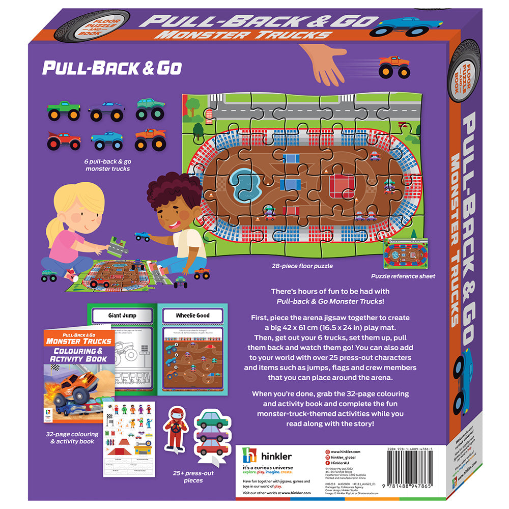 Wonderfull Pull-back-and-go Kit Monster Trucks Colouring Activity Set 3y+