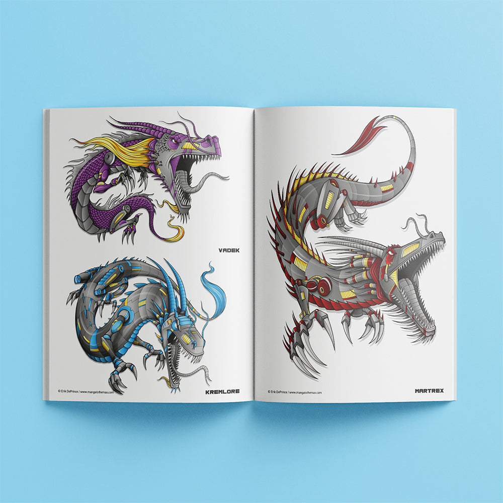 Kaleidoscope Manga to the Max Drawing and Colouring Book: Dragons