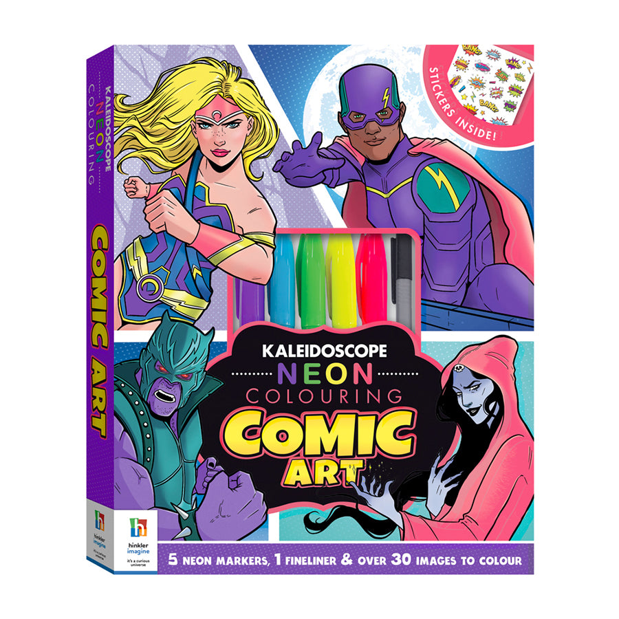 Kaleidoscope Neon Colouring Kit: Comic Art Colouring Activity Kit 6y+