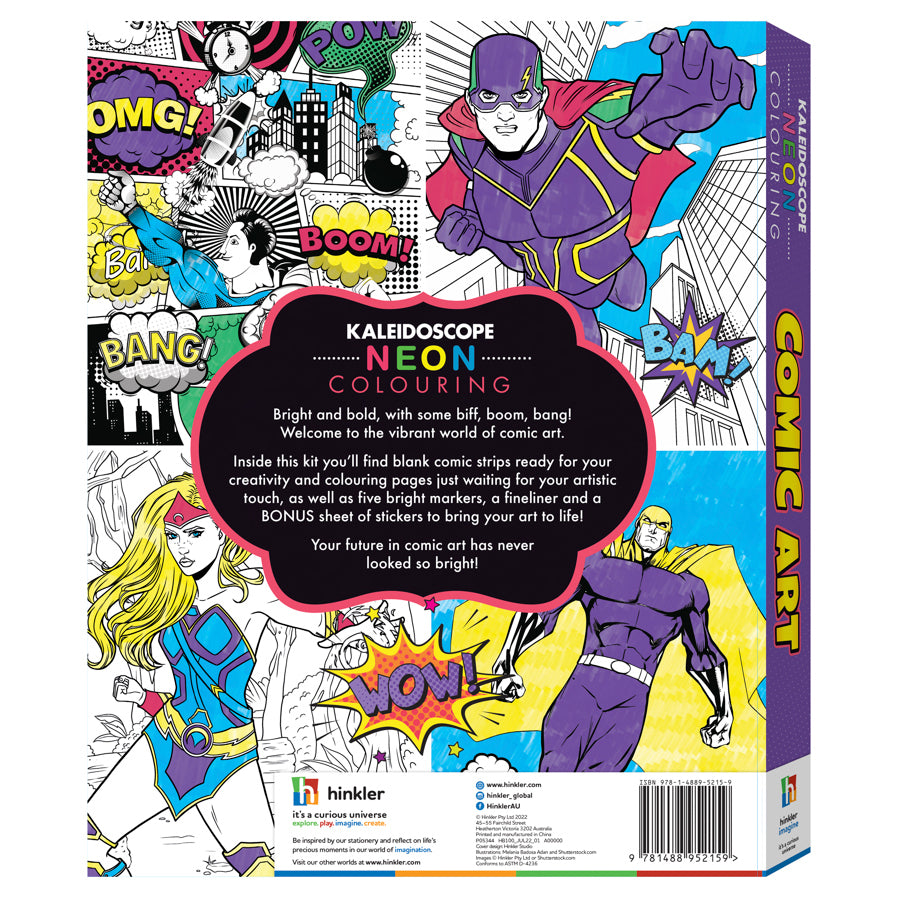 Kaleidoscope Neon Colouring Kit: Comic Art Colouring Activity Kit 6y+