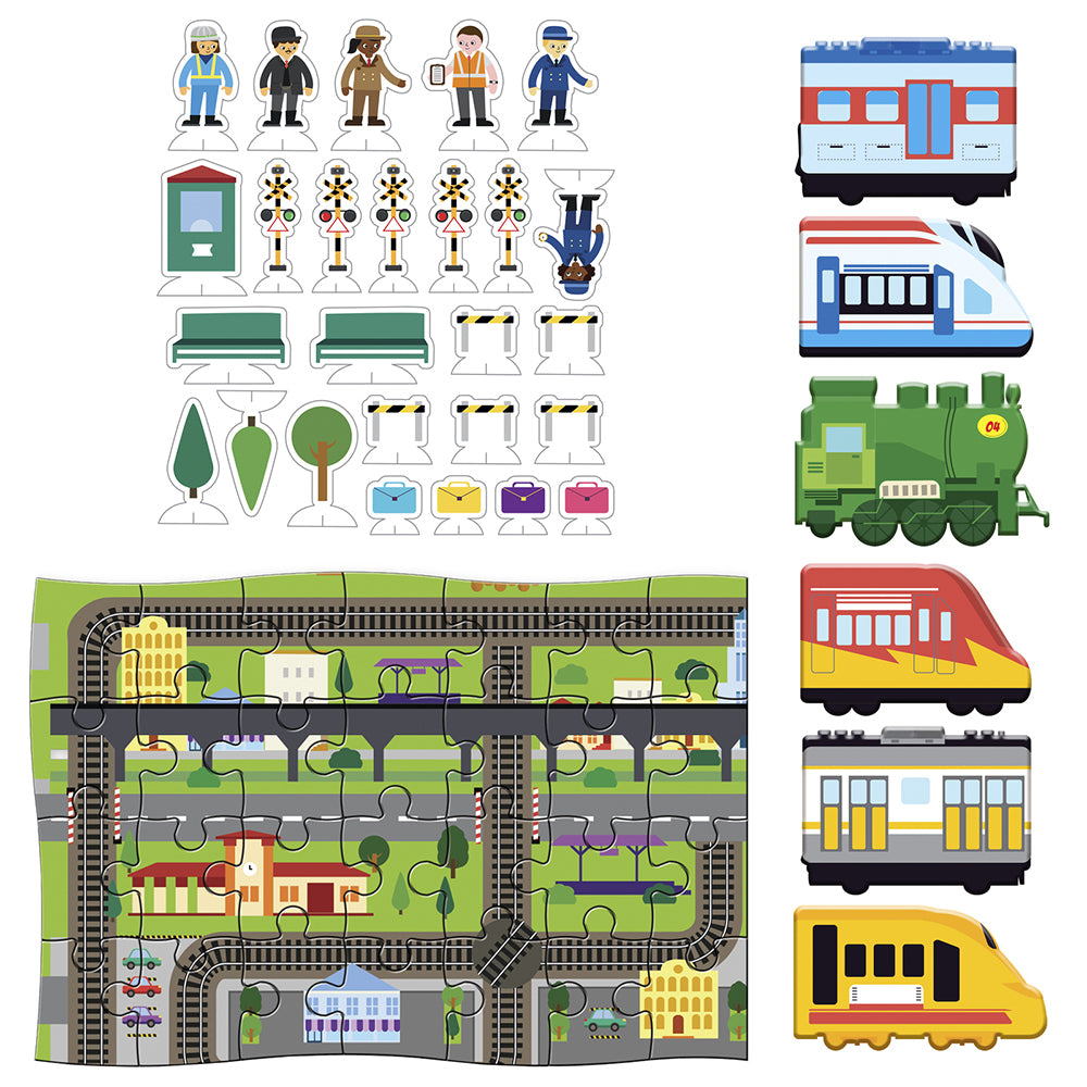 Wonderfull Pull Back & Go: Trains Colouring Activity Set