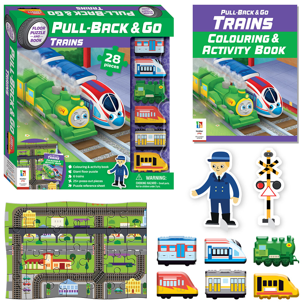 Wonderfull Pull Back & Go: Trains Colouring Activity Set