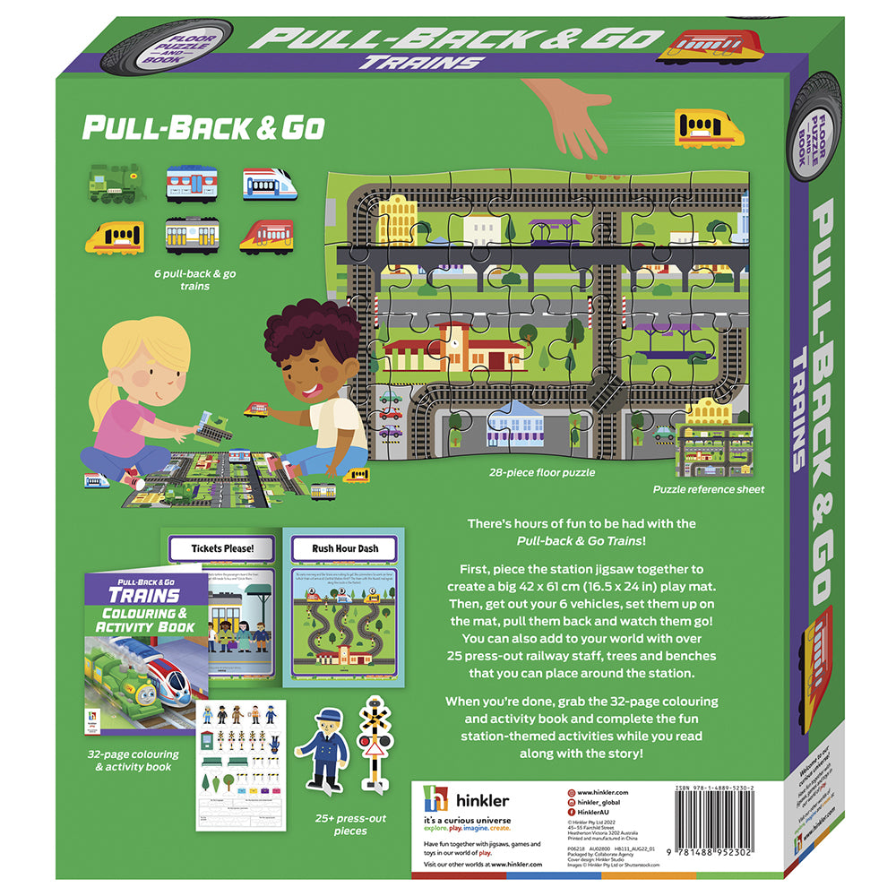 Wonderfull Pull Back & Go: Trains Colouring Activity Set
