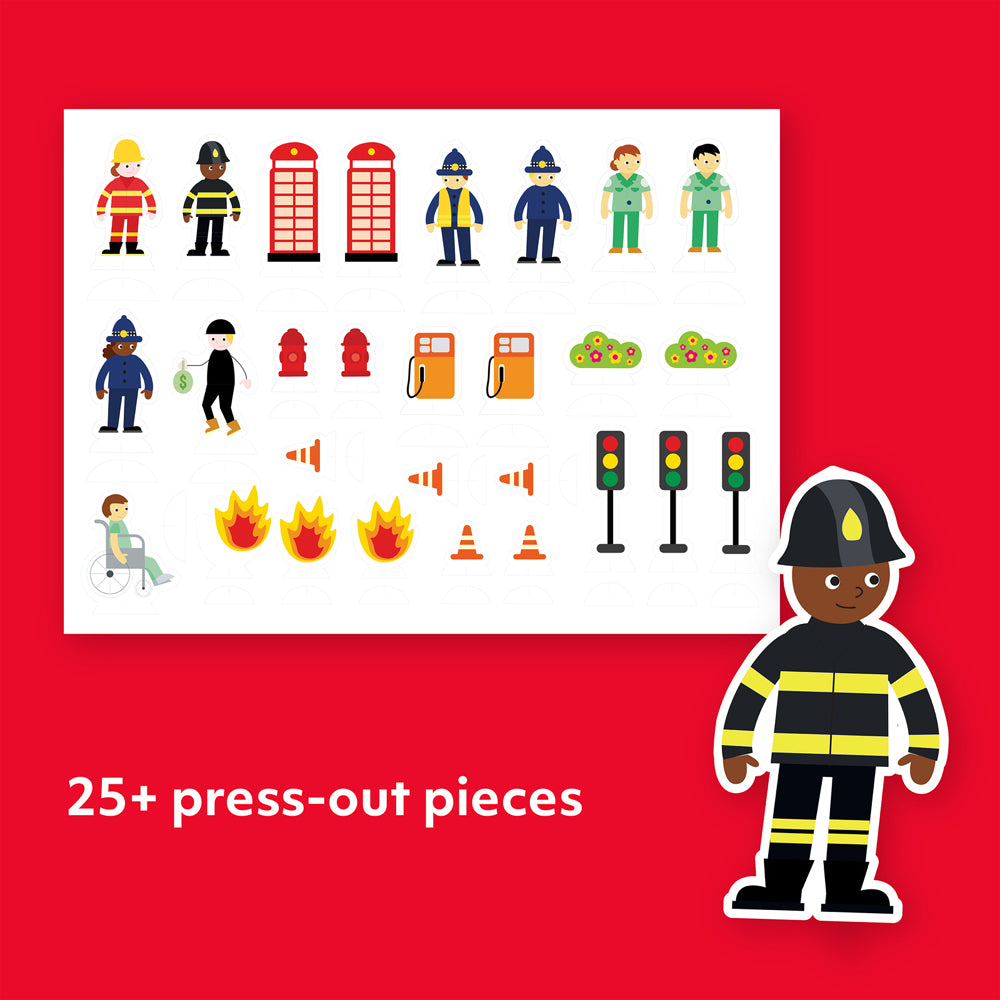 28pc Wonder Full Pull-Back & Go Kit Emergency Vehicles Floor Puzzle/Book