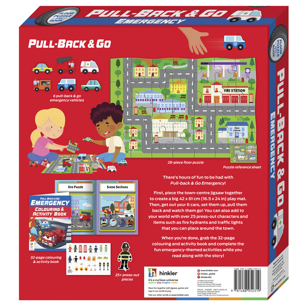 28pc Wonder Full Pull-Back & Go Kit Emergency Vehicles Floor Puzzle/Book