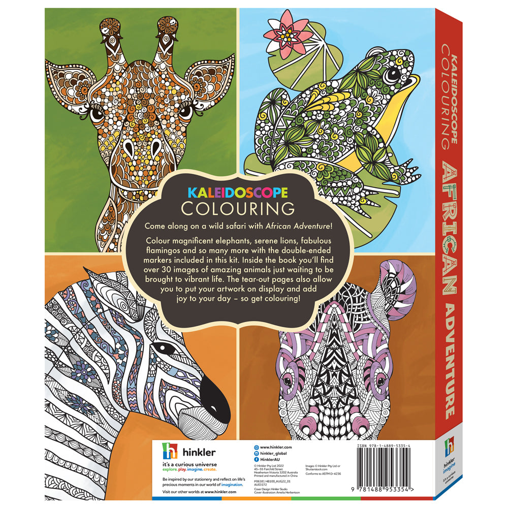 Kaleidoscope Colouring Kit African Adventure Kids Activity Book 6-12y
