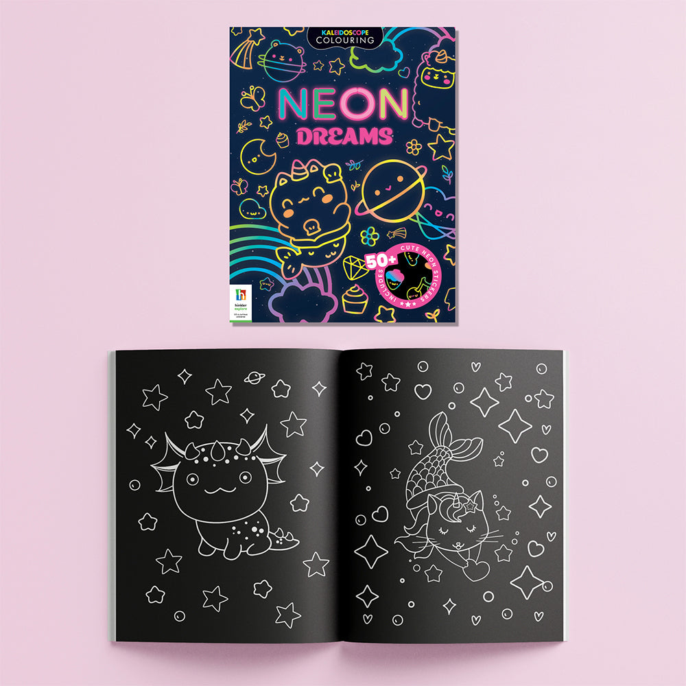 Kaleidoscope Sticker Colouring Neon Dreams Colouring Book 6y+