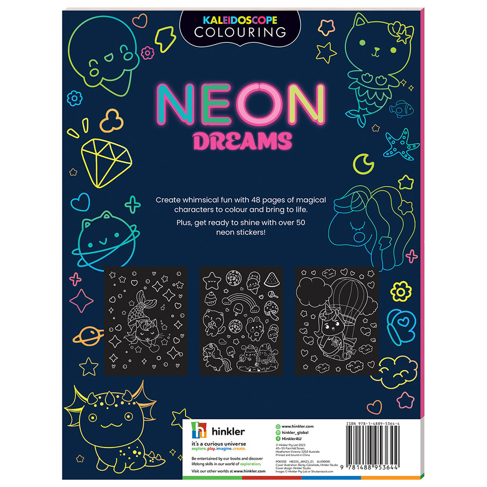 Kaleidoscope Sticker Colouring Neon Dreams Colouring Book 6y+