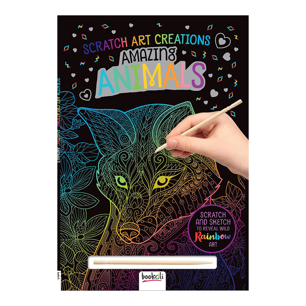Bookoli Scratch Art Creations: Amazing Animals Activity Book 4y+
