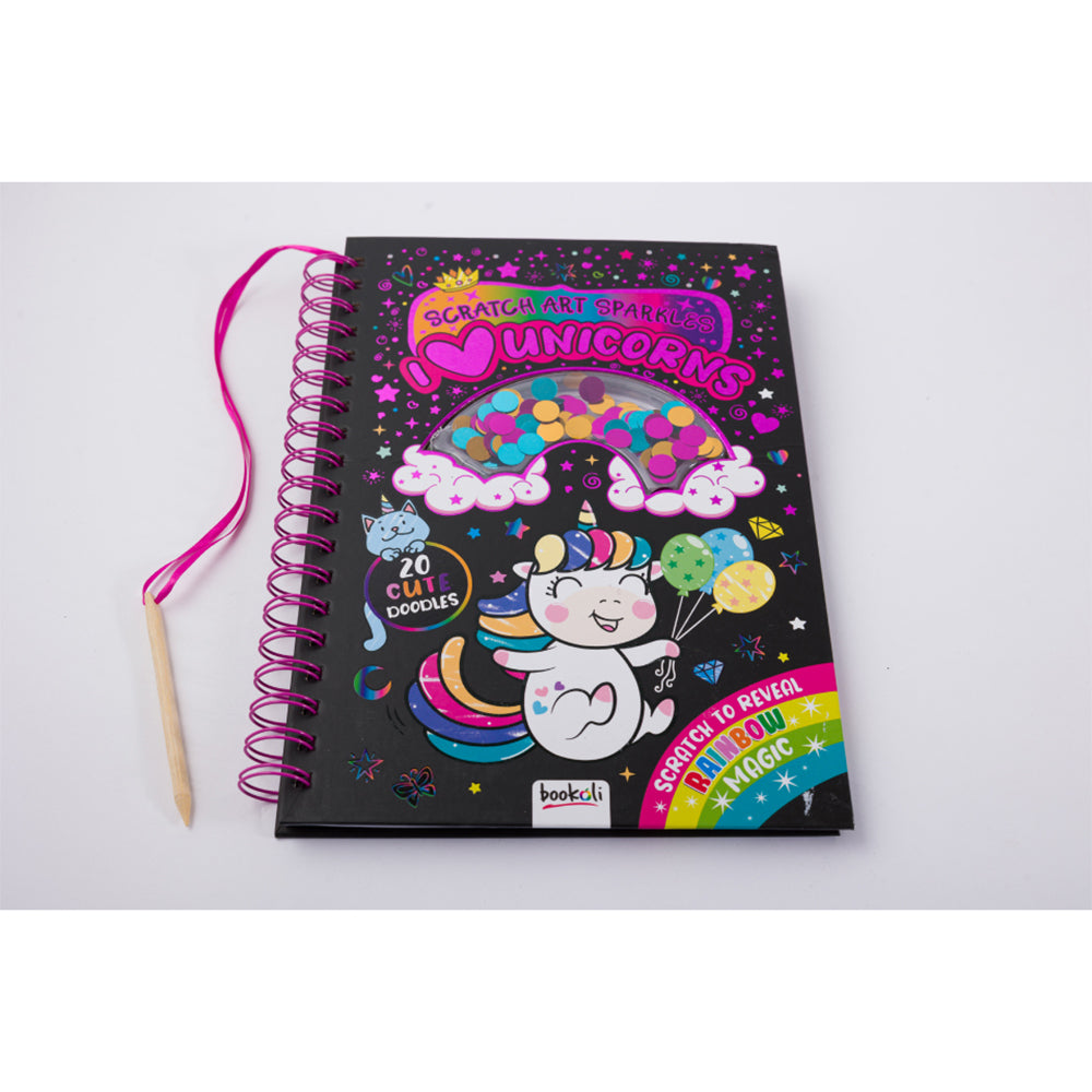 Bookoli Scratch Art Sparkles I Love Unicorns Art/Craft Activity Book 4y+