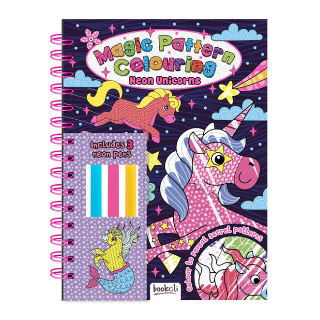 Magic Pattern Colouring Neon Unicorns Kids/Children Fun Activity Book