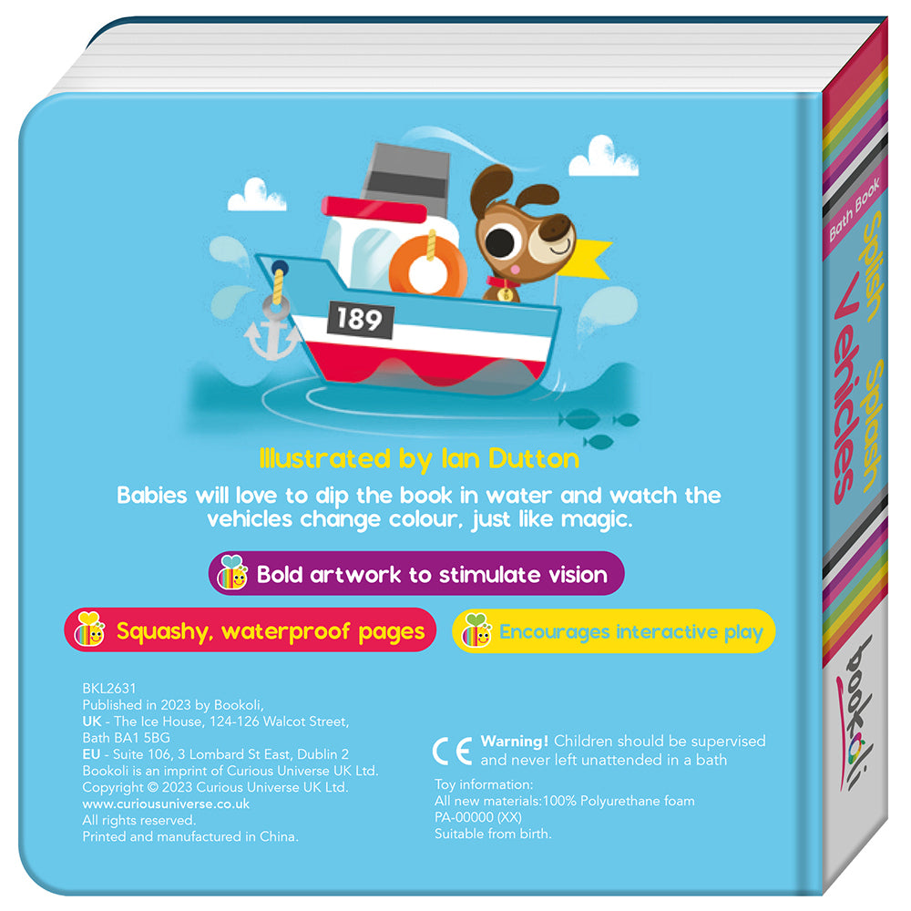 Bookoli Colour Magic: Vehicles Babies/Toddlers Bathtime Book 0y+