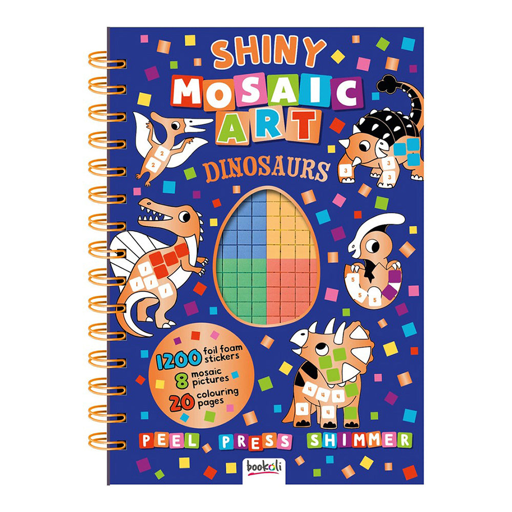 Bookoli Shiny Metallic Mosaic Art Dinosaurs Book Paperback