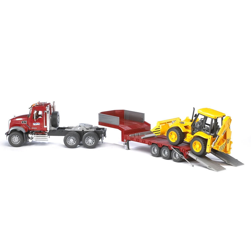 02813-1-16-mack-granite-low-loader-w-jcb-4cx-backhoe-loader