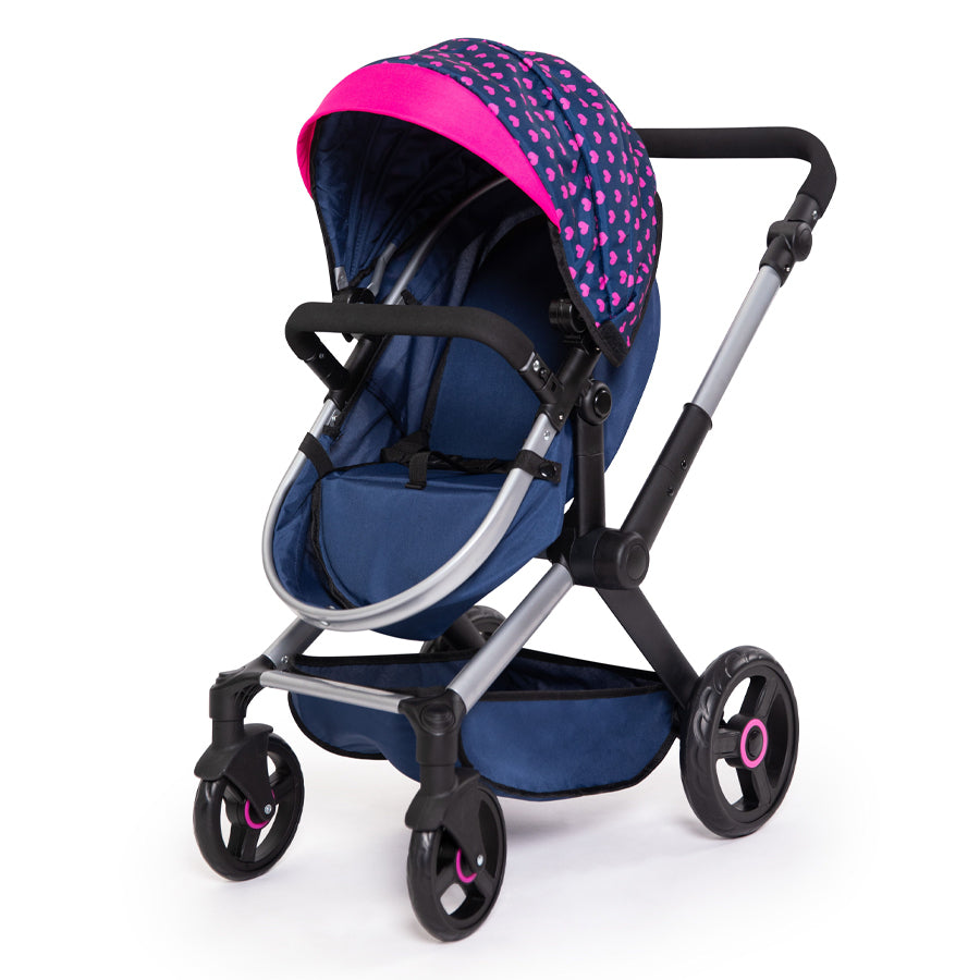 211-17054-bayer-xeo-compact-doll-pram-dark-blue-w-pink-heart-print-kids-3y